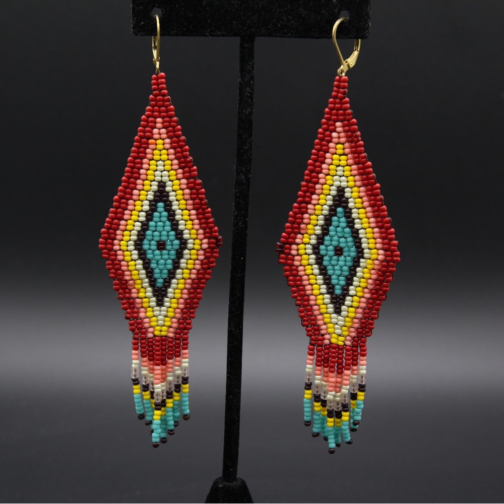 Earrings , Red - Pink - Yellow